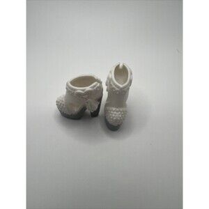 Barbie Doll White Gray High Heels